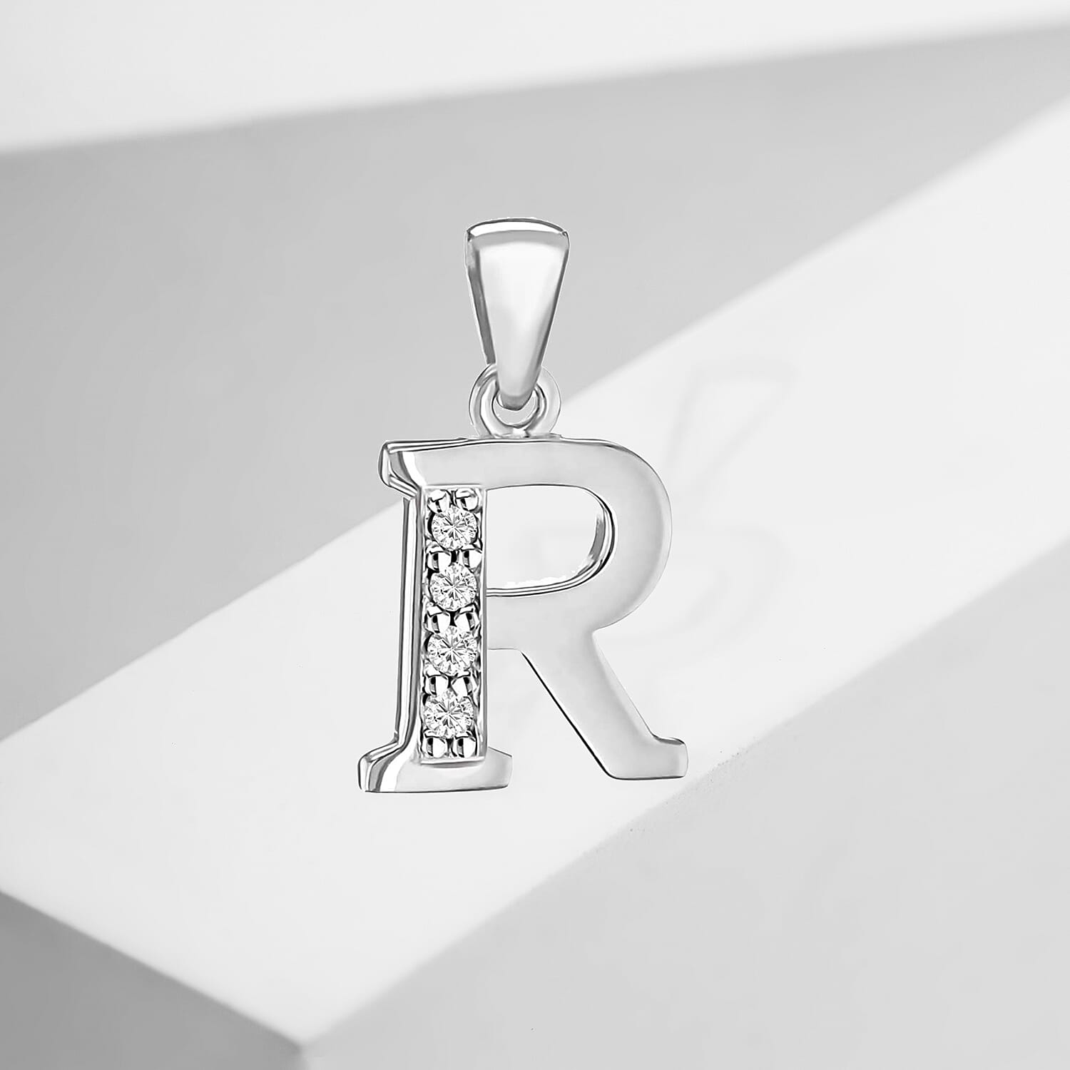 Cubic Zirconia  Pendant in Rhodium Overlay Sterling Silver 0.16 ct  0.160  Ct.