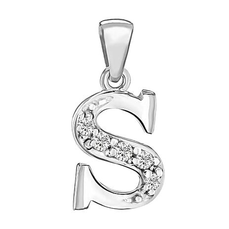 Cubic Zirconia  Pendant in Rhodium Overlay Sterling Silver 0.16 ct  0.160  Ct.