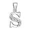 S Initial Pendant in Sterling Silver Rhodium Plated Cubic Zirconia 9.1mm x 18.9mm