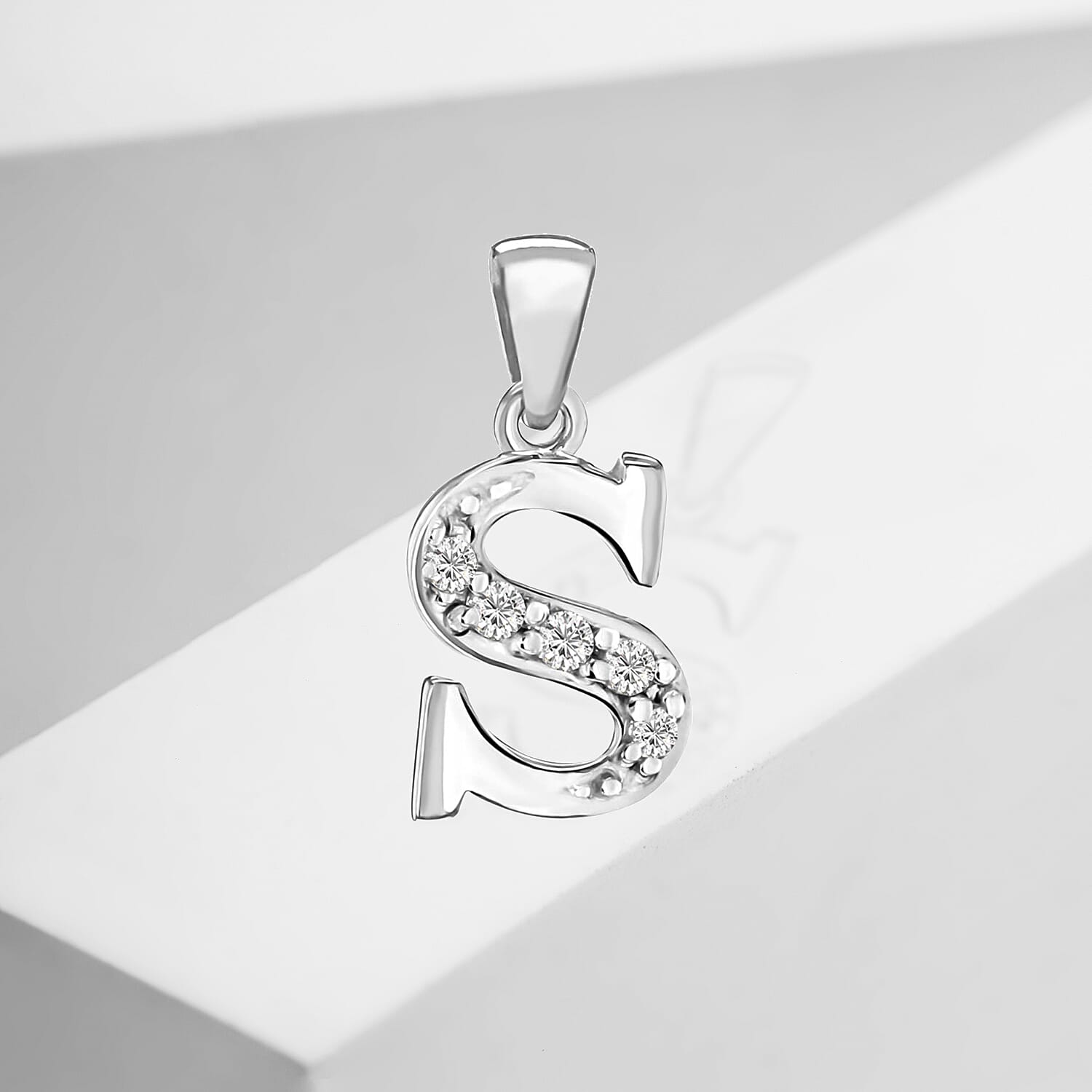 Cubic Zirconia  Pendant in Rhodium Overlay Sterling Silver 0.16 ct  0.160  Ct.