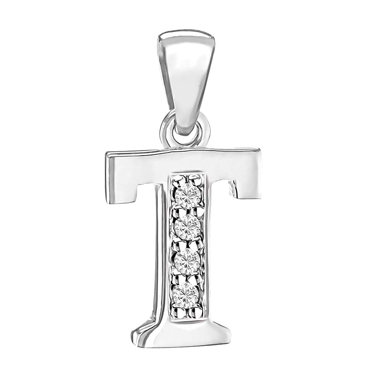 Cubic Zirconia  Pendant in Rhodium Overlay Sterling Silver 0.16 ct  0.160  Ct.