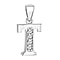 T Initial Pendant in Sterling Silver Rhodium Plated Cubic Zirconia 8.2mm x 17.9mm