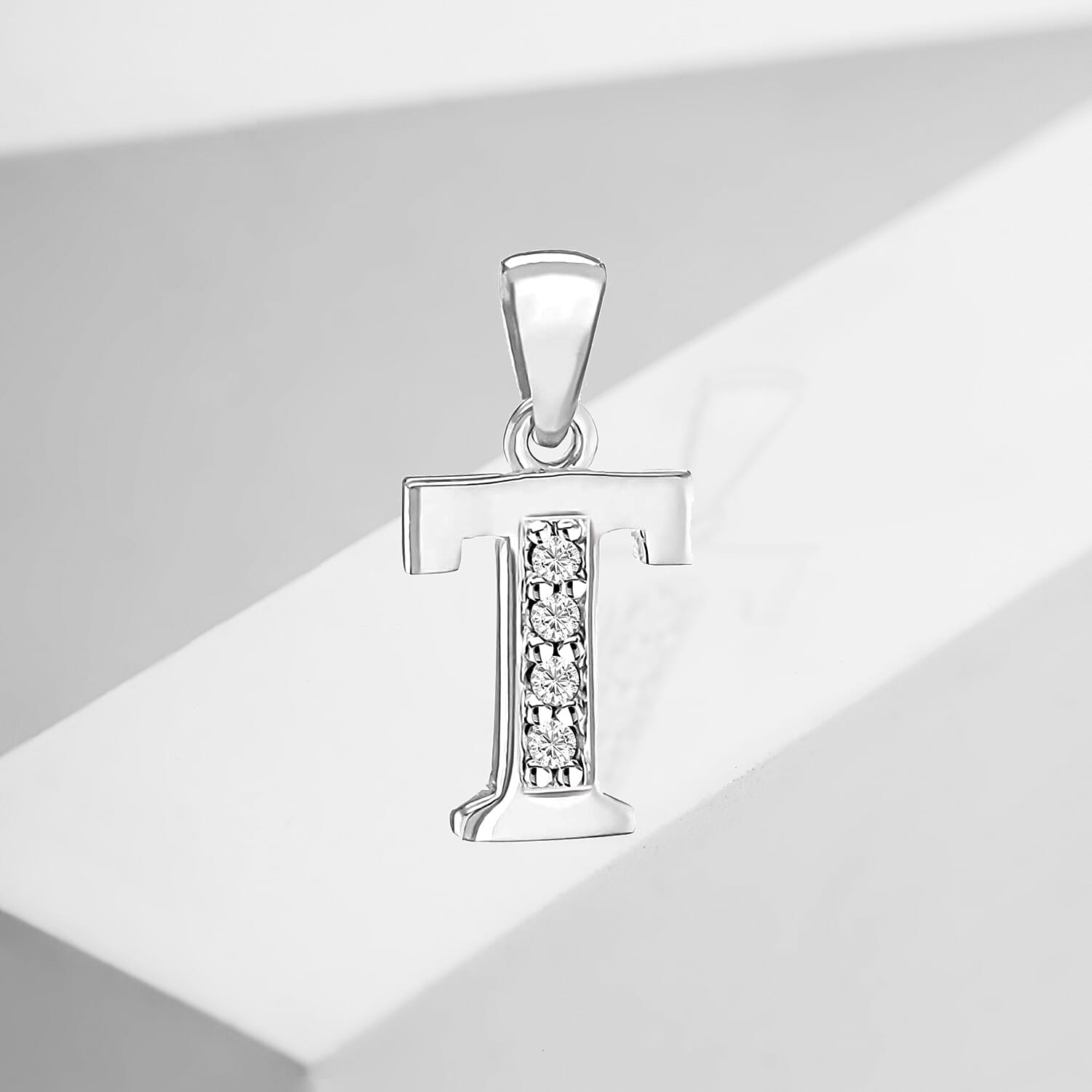 Cubic Zirconia  Pendant in Rhodium Overlay Sterling Silver 0.16 ct  0.160  Ct.