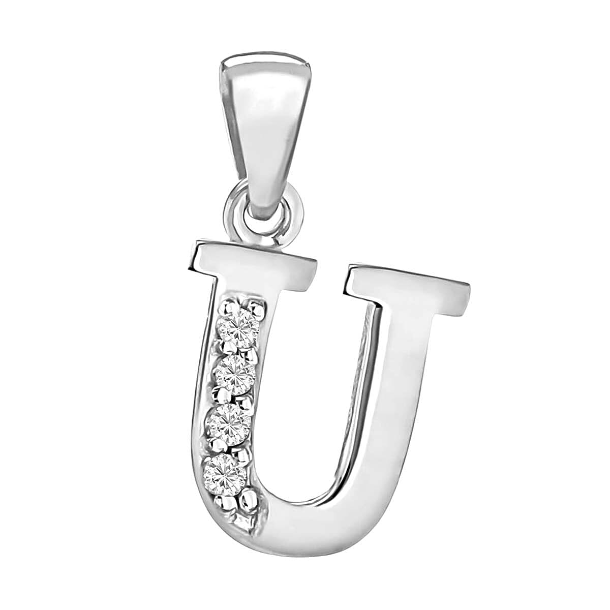 Cubic Zirconia  Pendant in Rhodium Overlay Sterling Silver 0.16 ct  0.160  Ct.