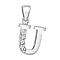 U Initial Pendant in Sterling Silver Rhodium Plated Cubic Zirconia 10.2mm x 17.9mm