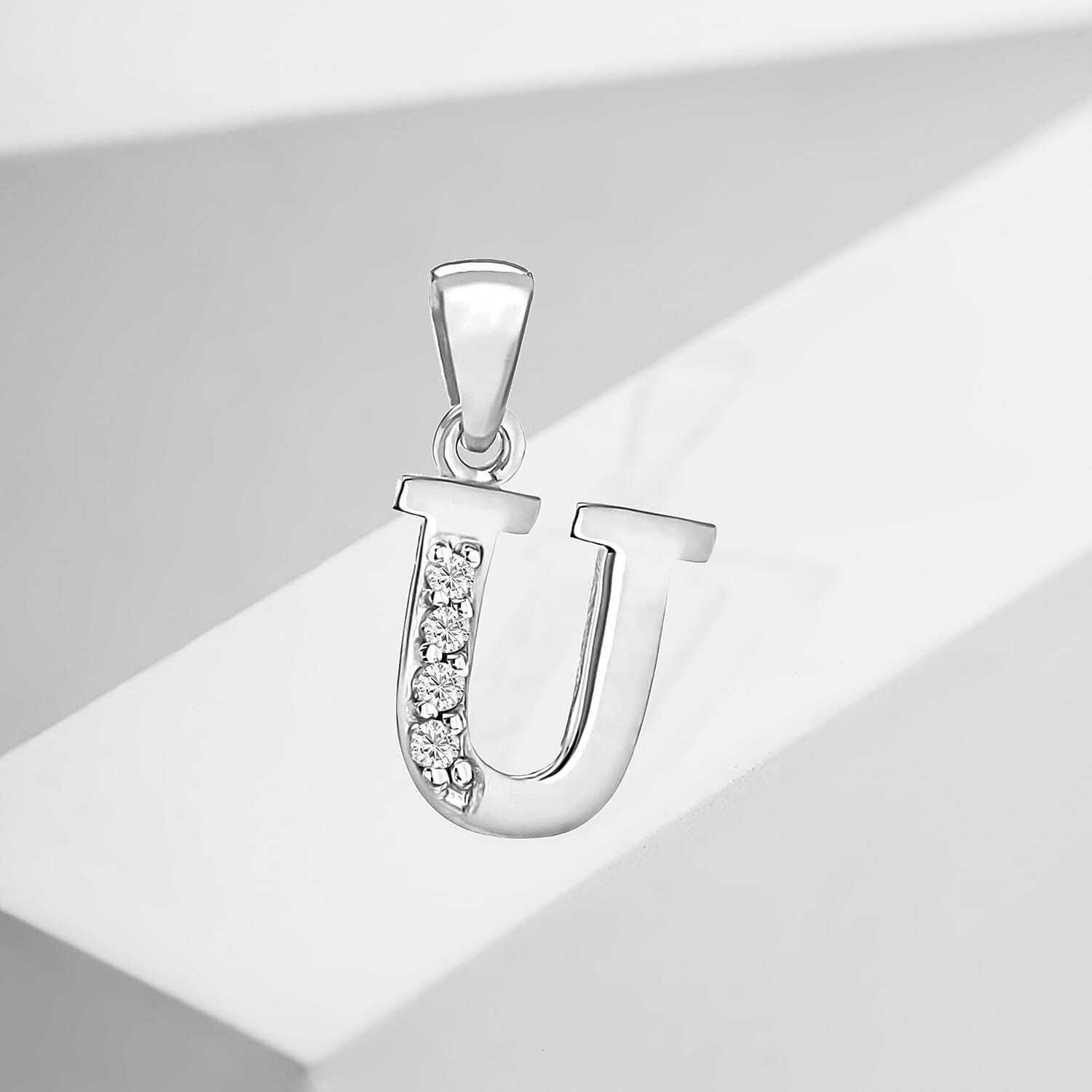 Cubic Zirconia  Pendant in Rhodium Overlay Sterling Silver 0.16 ct  0.160  Ct.