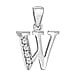 W Initial Pendant in Sterling Silver Rhodium Plated Cubic Zirconia 10.7mm x 17.6mm