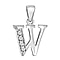 W Initial Pendant in Sterling Silver Rhodium Plated Cubic Zirconia 10.7mm x 17.6mm