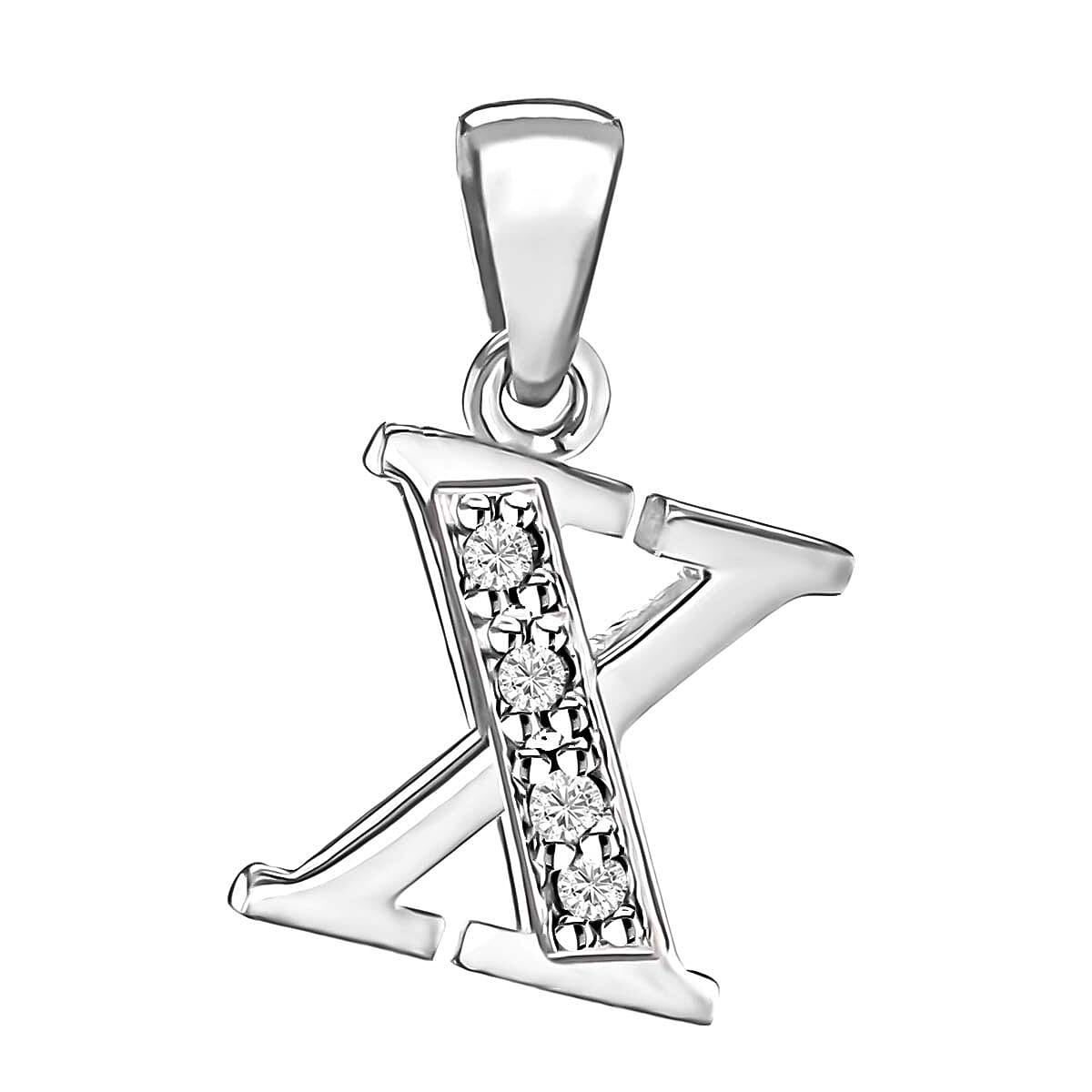 Cubic Zirconia  Pendant in Rhodium Overlay Sterling Silver 0.16 ct  0.160  Ct.
