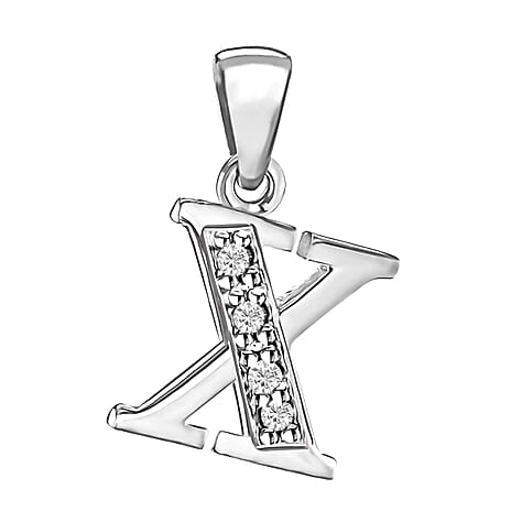 Cubic Zirconia  Pendant in Rhodium Overlay Sterling Silver 0.16 ct  0.160  Ct.