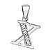 X Initial Pendant in Sterling Silver Rhodium Plated Cubic Zirconia 11mm x 19.7mm