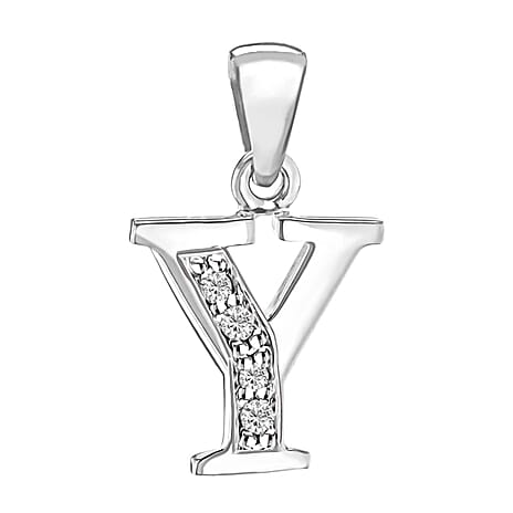 Cubic Zirconia  Pendant in Rhodium Overlay Sterling Silver 0.16 ct  0.160  Ct.