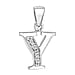 Y Initial Pendant in Sterling Silver Rhodium Plated Cubic Zirconia 9.6mm x 19.2mm