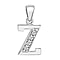 Z Initial Pendant in Sterling Silver Rhodium Plated Cubic Zirconia 9.8mm x 17.7mm