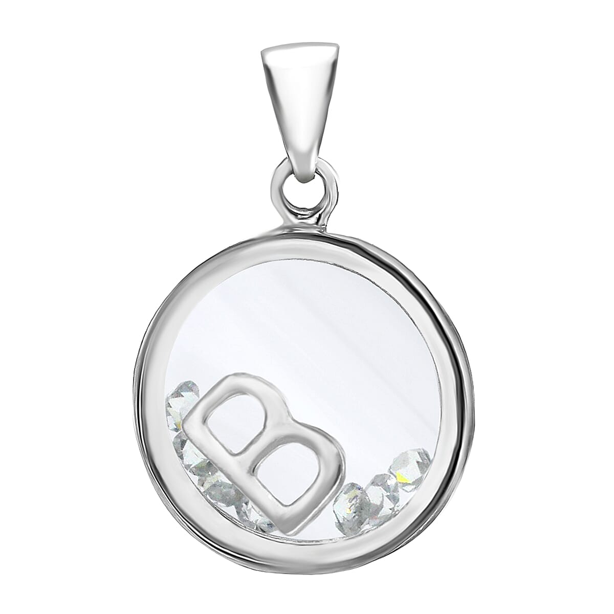 Cubic Zirconia  Pendant in Rhodium Overlay Sterling Silver 1.08 ct  1.080  Ct.