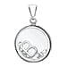 B Initial Floating Case Pendant in Sterling Silver Cubic Zirconia 14mm x 22mm
