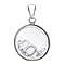 B Initial Floating Case Pendant in Sterling Silver Cubic Zirconia 14mm x 22mm