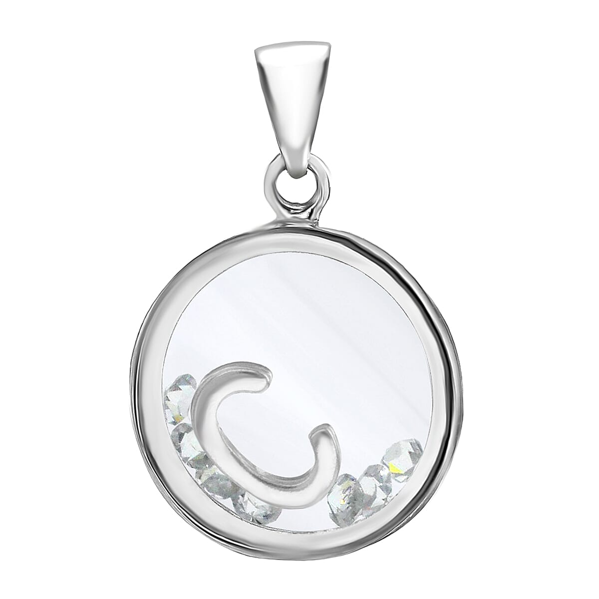 Cubic Zirconia  Pendant in Rhodium Overlay Sterling Silver 1.08 ct  1.080  Ct.
