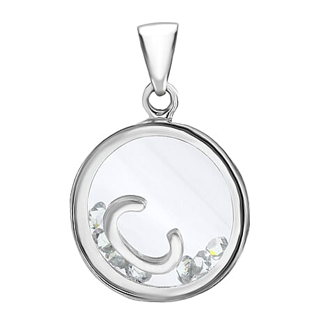 Cubic Zirconia  Pendant in Rhodium Overlay Sterling Silver 1.08 ct  1.080  Ct.