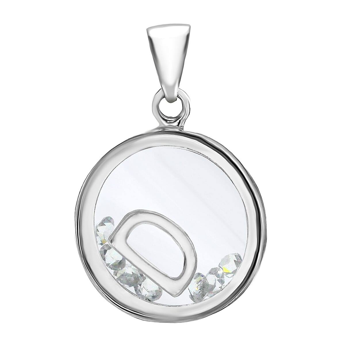 Cubic Zirconia  Pendant in Rhodium Overlay Sterling Silver 1.08 ct  1.080  Ct.