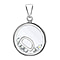 D Initial Floating Case Pendant in Sterling Silver Cubic Zirconia 14mm x 22mm