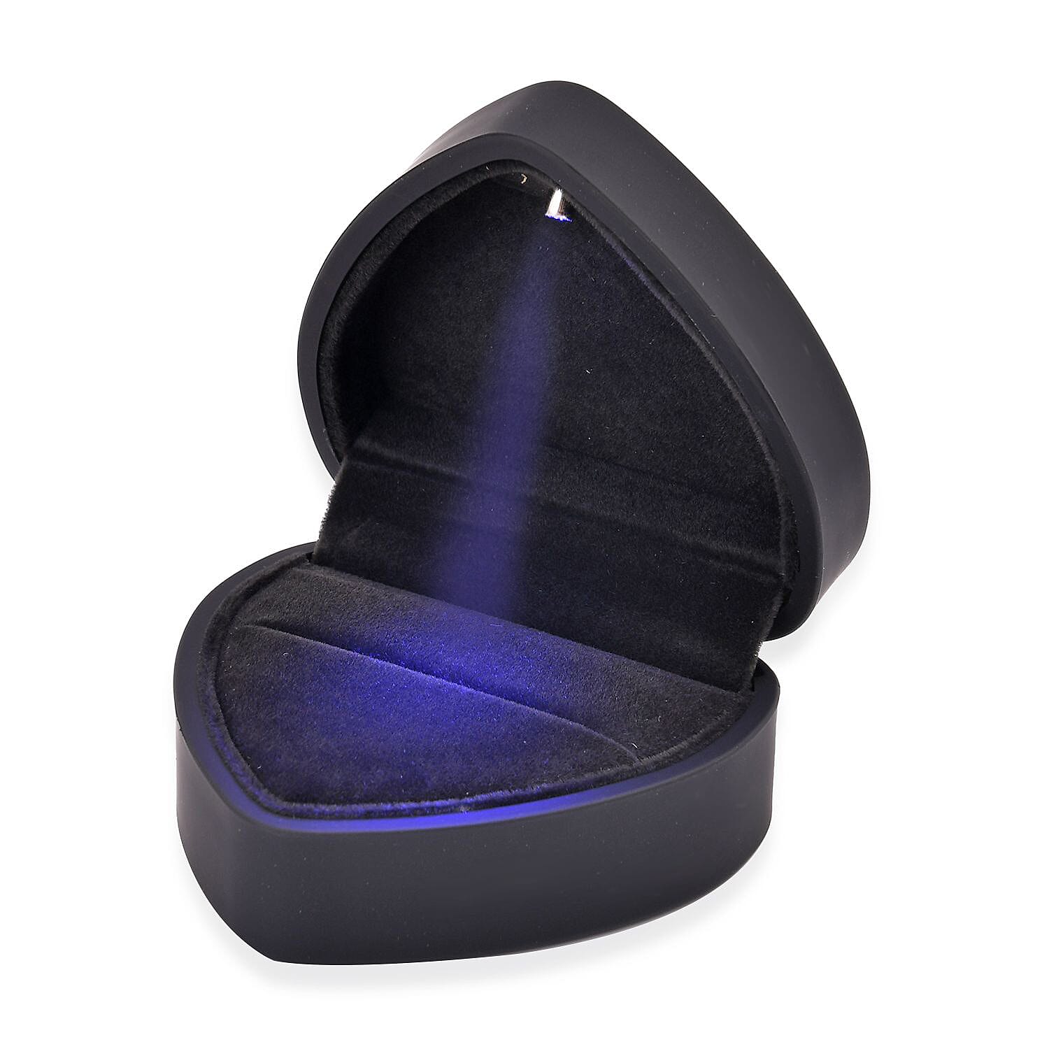 Heart Shaped Design Luxurious Ring Box with LED Light & Velvet Lining (Size 7x6x4 cm) - Black