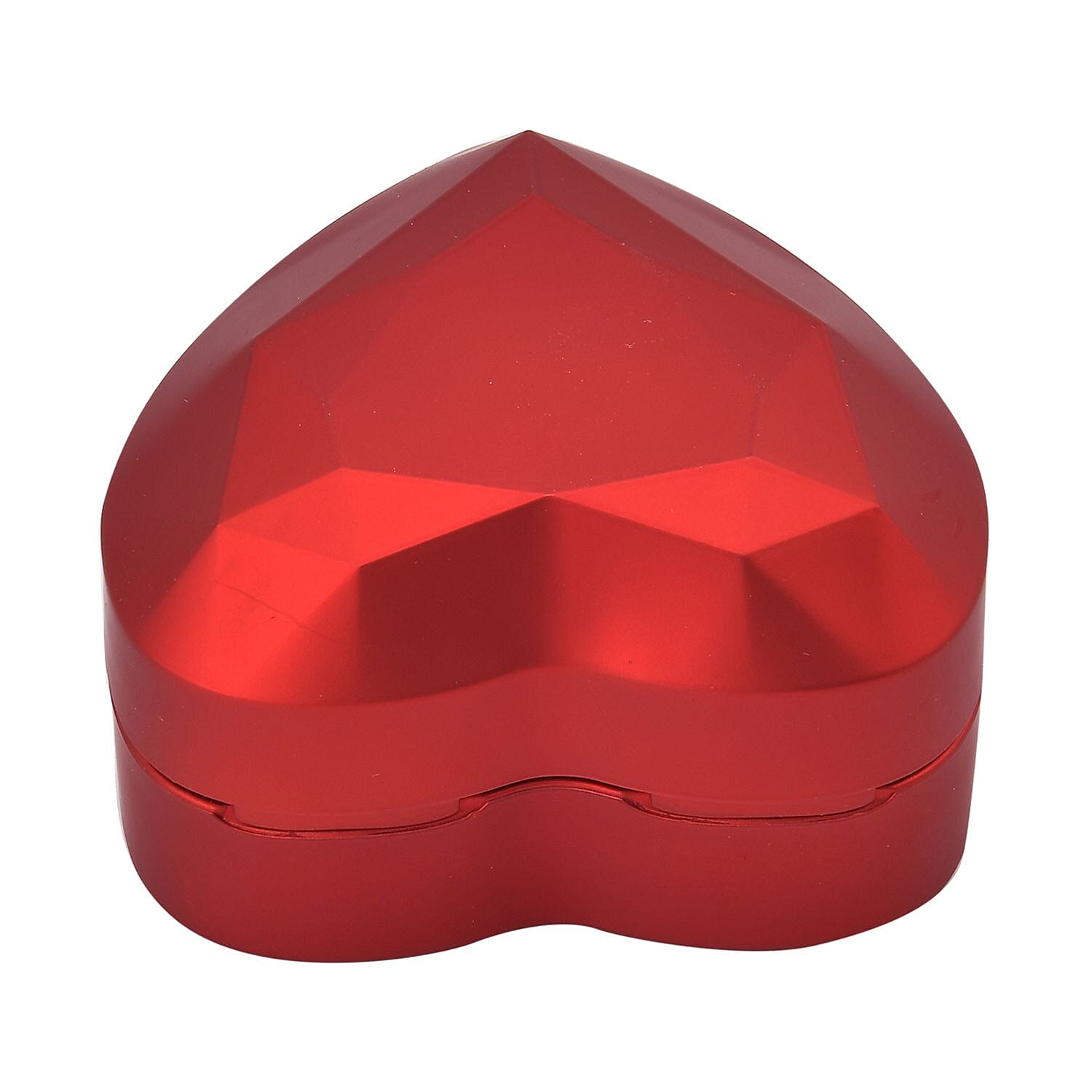 Heart Shaped Design Luxurious Ring Box with LED Light & Velvet Lining (Size 7x6x4 cm) - Red