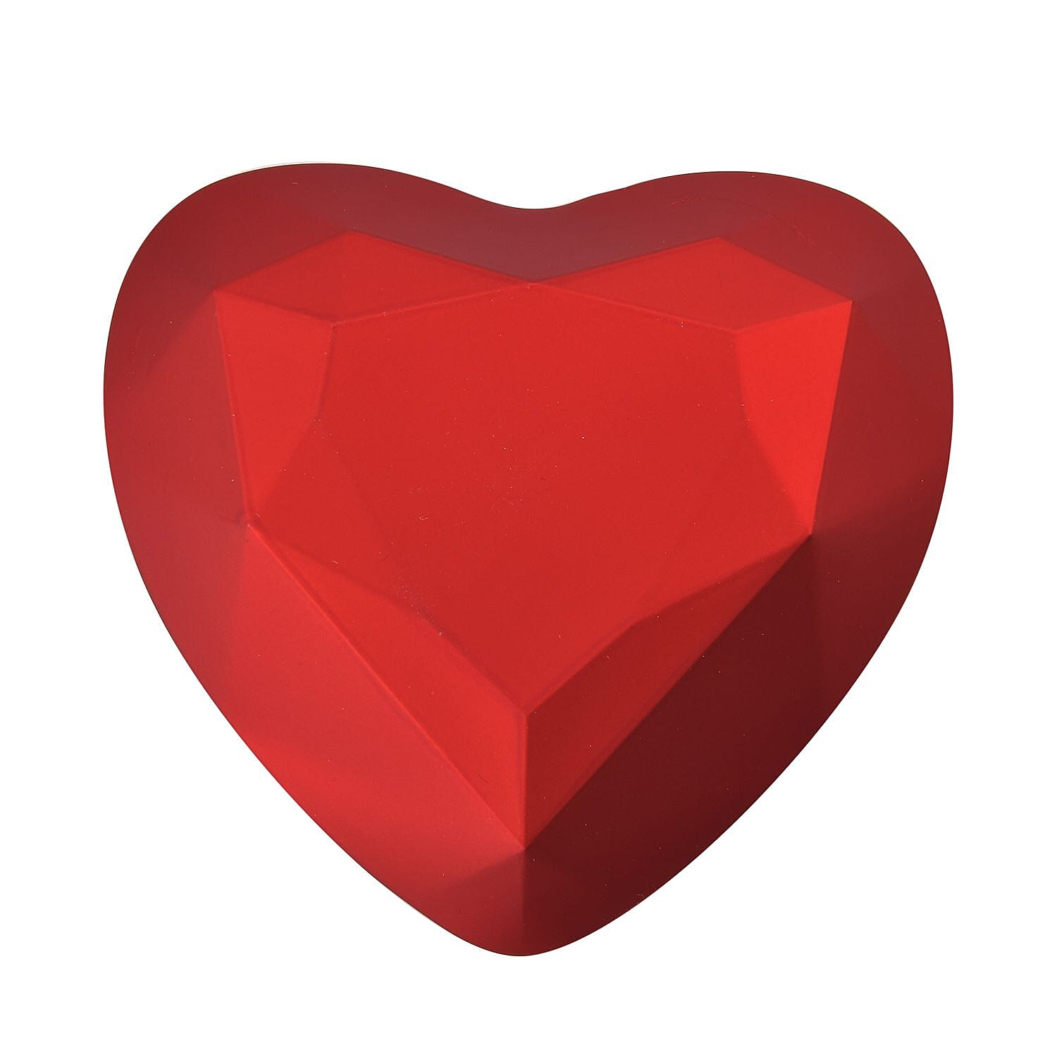 Heart Shaped Design Luxurious Ring Box with LED Light & Velvet Lining (Size 7x6x4 cm) - Red