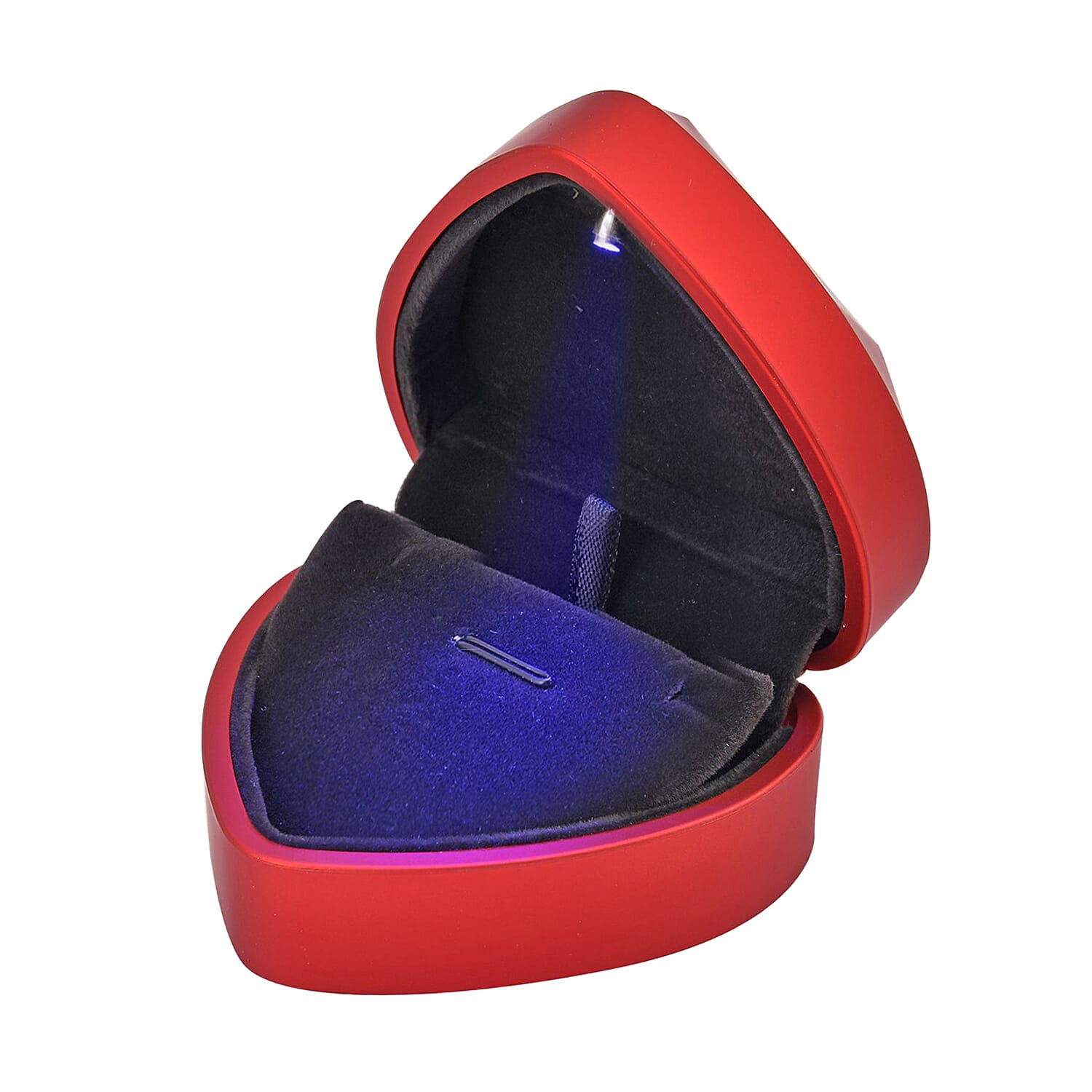 Heart Shaped Design Luxurious Ring Box with LED Light & Velvet Lining (Size 7x6x4 cm) - Red