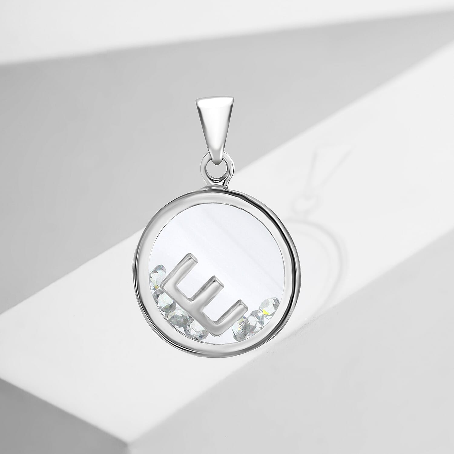 Cubic Zirconia  Pendant in Rhodium Overlay Sterling Silver 1.08 ct  1.080  Ct.