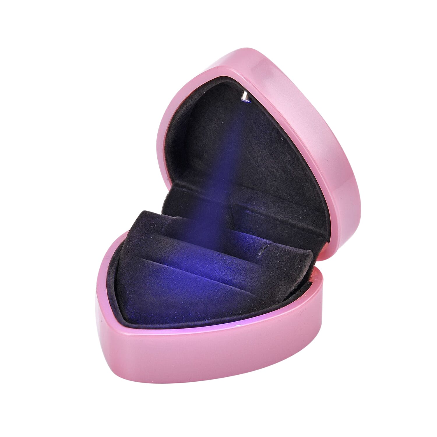 Heart Shaped Design Luxurious Ring Box with LED Light & Velvet Lining (Size 7x6x4 cm) - Pink
