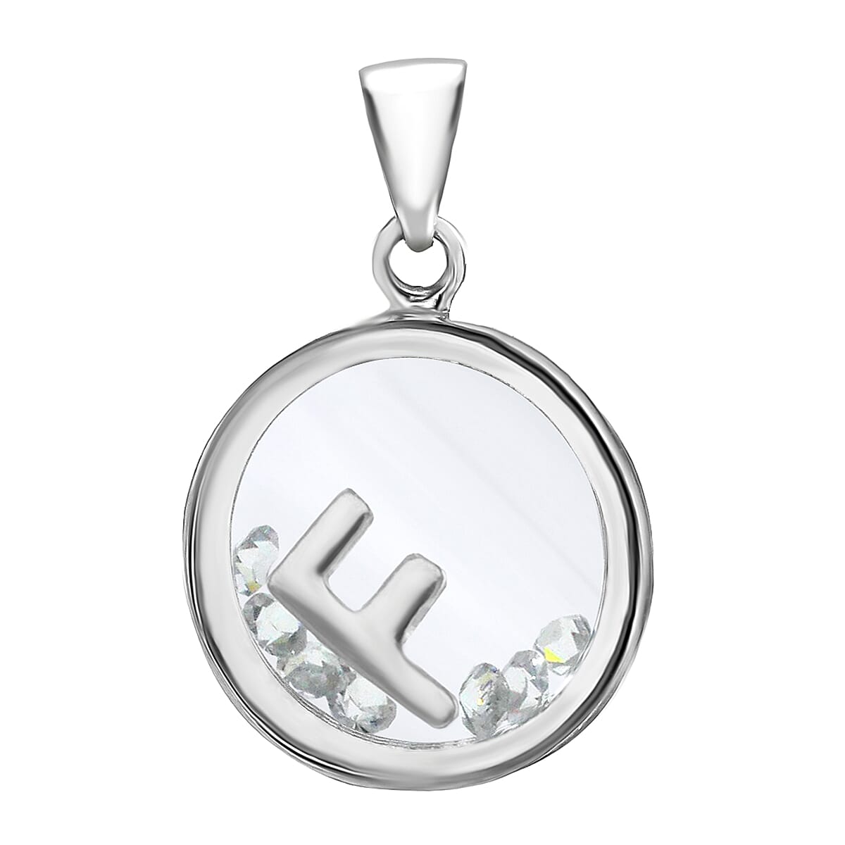 Cubic Zirconia  Pendant in Rhodium Overlay Sterling Silver 1.08 ct  1.080  Ct.