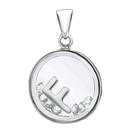 Cubic Zirconia  Pendant in Rhodium Overlay Sterling Silver 1.08 ct  1.080  Ct.
