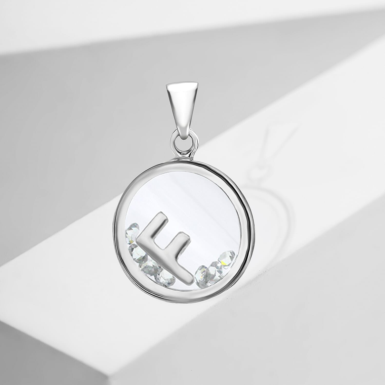 Cubic Zirconia  Pendant in Rhodium Overlay Sterling Silver 1.08 ct  1.080  Ct.