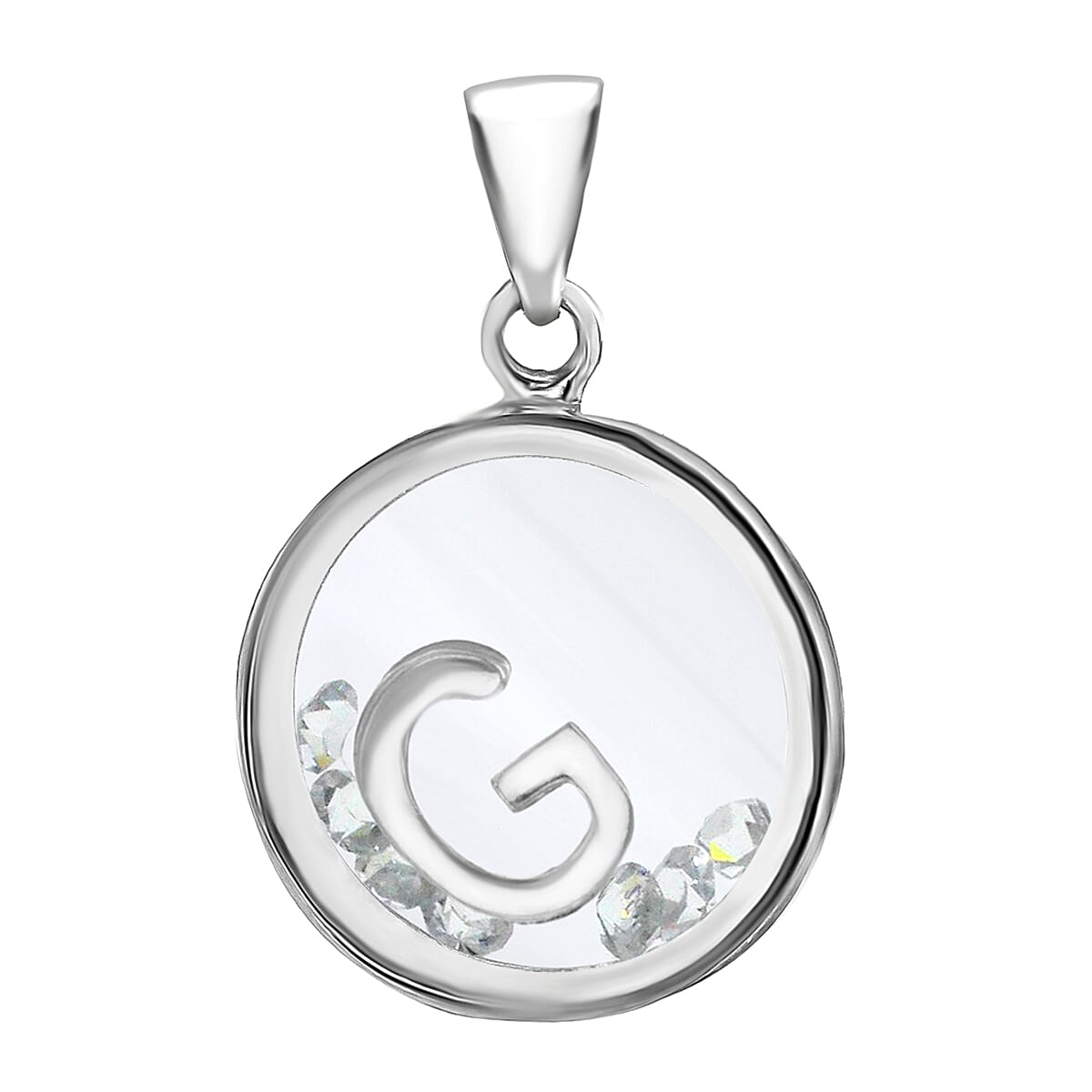 Cubic Zirconia  Pendant in Rhodium Overlay Sterling Silver 1.08 ct  1.080  Ct.