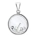 J Initial Floating Case Pendant in Sterling Silver Cubic Zirconia 14mm x 22mm