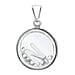 N Initial Floating Case Pendant in Sterling Silver Cubic Zirconia 14mm x 22mm