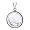 N Initial Floating Case Pendant in Sterling Silver Cubic Zirconia 14mm x 22mm