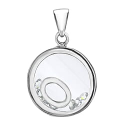 O Initial Floating Case Pendant in Sterling Silver Cubic Zirconia 14mm x 22mm