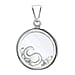 S Initial Floating Case Pendant in Sterling Silver Cubic Zirconia 14mm x 22mm