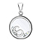 S Initial Floating Case Pendant in Sterling Silver Cubic Zirconia 14mm x 22mm