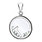 T Initial Floating Case Pendant in Sterling Silver Cubic Zirconia 14mm x 22mm