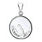 U Initial Floating Case Pendant in Sterling Silver Cubic Zirconia 14mm x 22mm