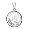 W Initial Floating Case Pendant in Sterling Silver Cubic Zirconia 14mm x 22mm
