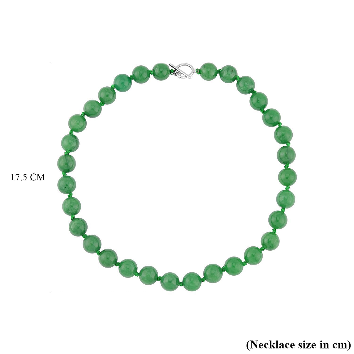 Limited Green Jade Necklace (Size - 20) with T-Bar Clasp in Rhodium Overlay Sterling Silver 684.00 Ct.