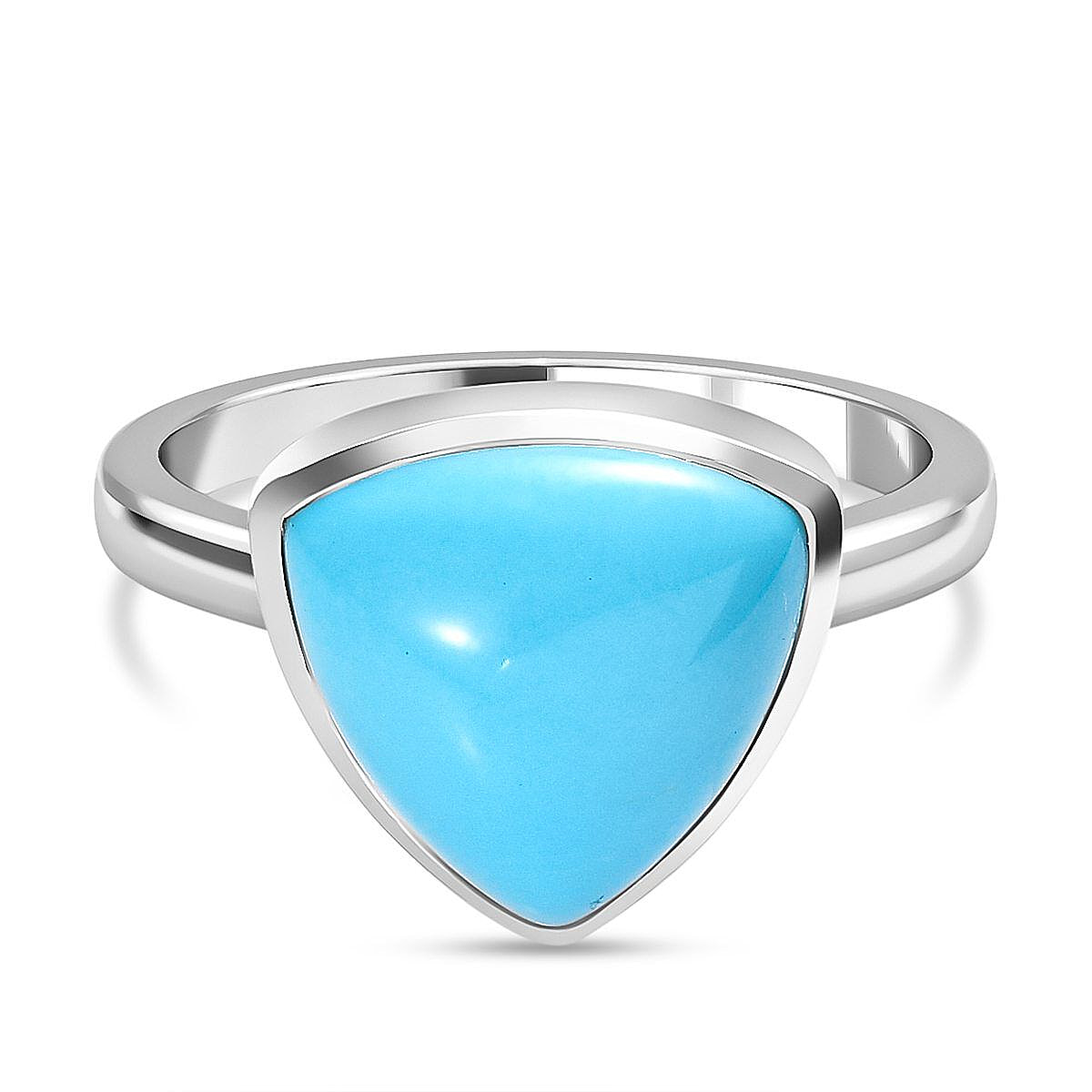 Arizona Sleeping Beauty Turquoise Trillion Ring in Platinum Overlay Sterling Silver 4.72 Ct