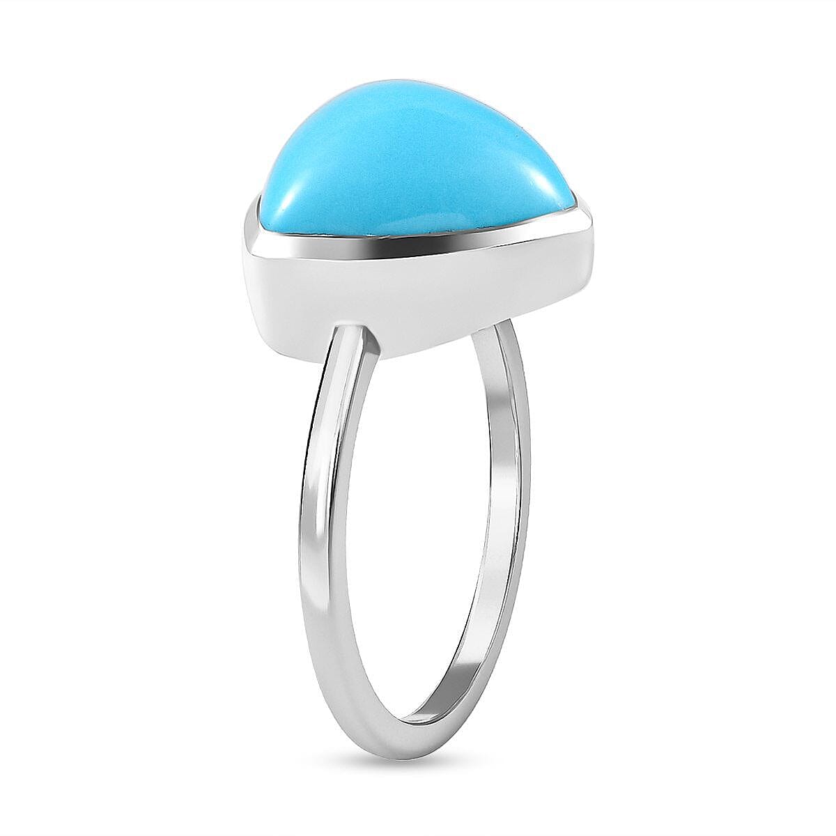 Arizona Sleeping Beauty Turquoise Trillion Ring in Platinum Overlay Sterling Silver 4.72 Ct