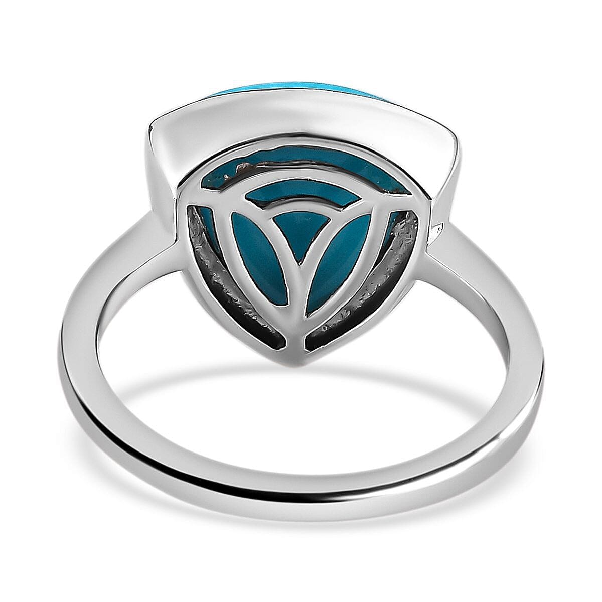 Arizona Sleeping Beauty Turquoise Trillion Ring in Platinum Overlay Sterling Silver 4.72 Ct