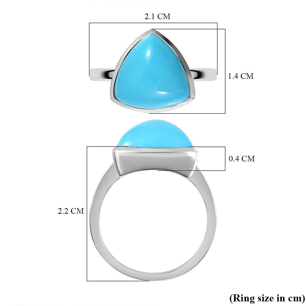 Arizona Sleeping Beauty Turquoise Trillion Ring in Platinum Overlay Sterling Silver 4.72 Ct