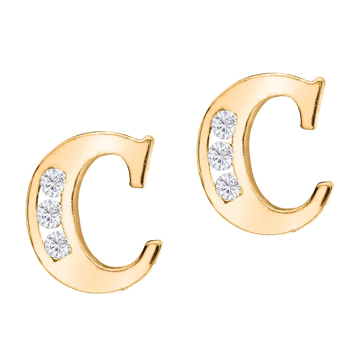9K Yellow Gold   Cubic Zirconia  Earring 0.03 ct,  Gold Wt. 0.57 Gms  0.030  Ct.